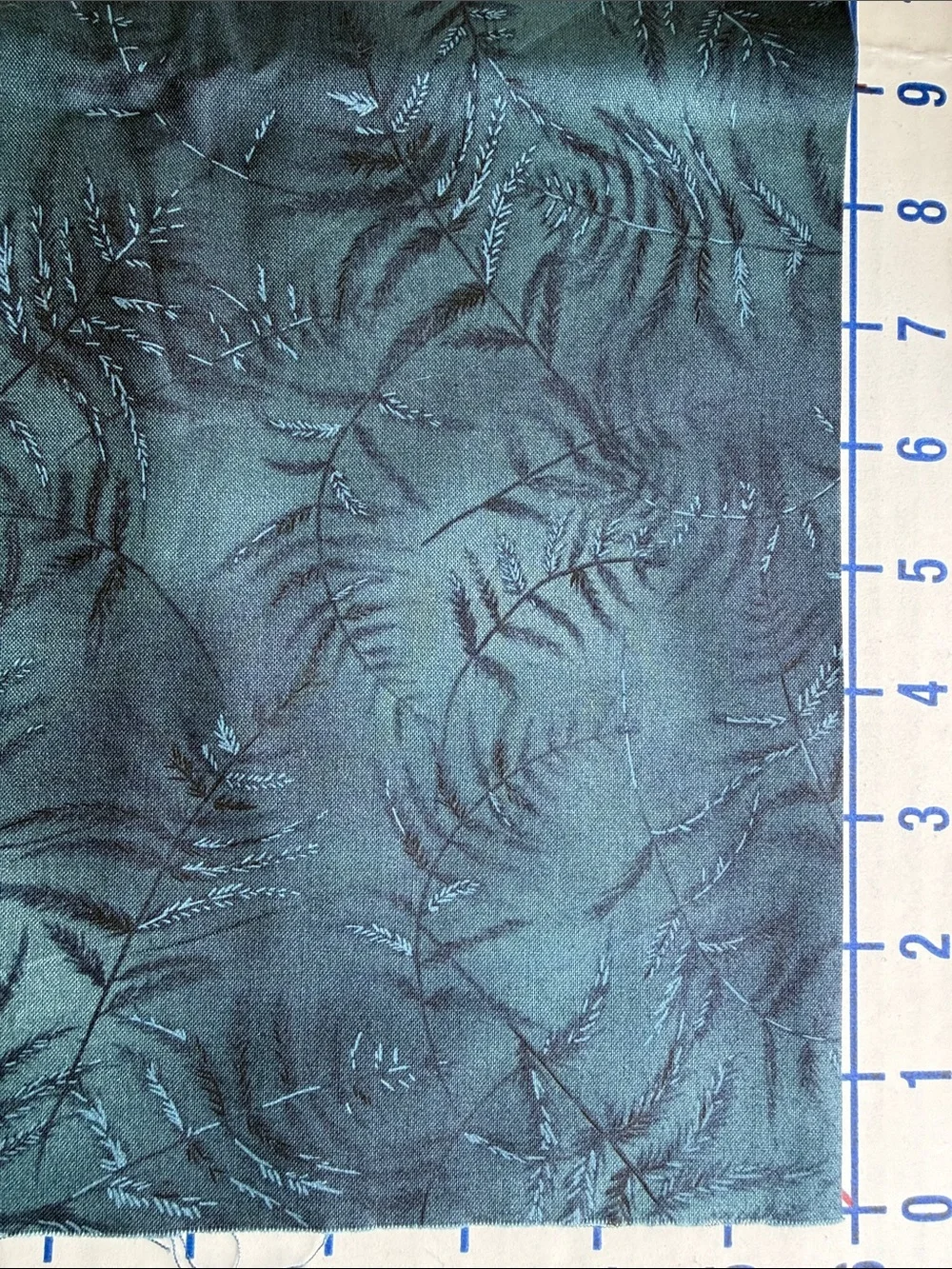 Vintage David Textiles Beth Ann Bruske Fern Fabric 34 x 42 Blue Green Botanical